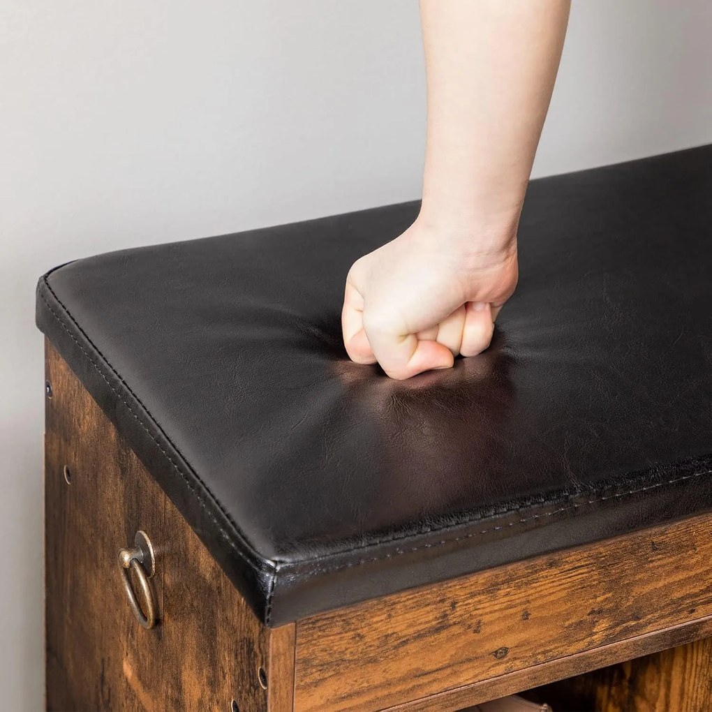 Botník s lavicí a úložným prostorem Vasagle Carmio 80 cm černý/hnědý