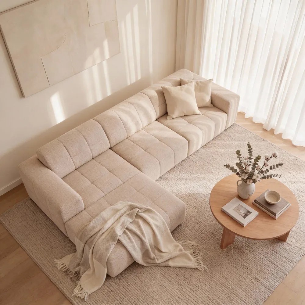 Béžová rohová pohovka (ľavý roh) Chicago – Cosmopolitan Design