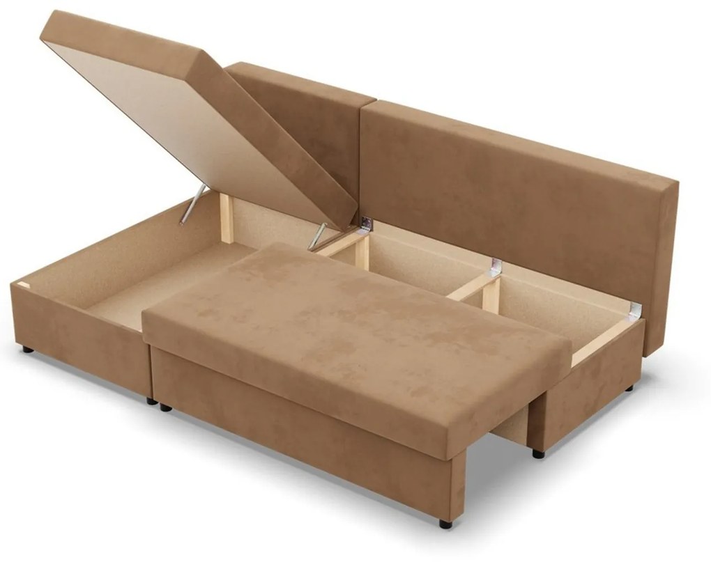 Rohová rozkladacia sedacia súprava DELI Hnedá I