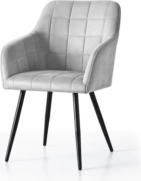 Sada šiestich jedálenských stoličiek LUXANO zamatové, sivé / čierne nohy (6 ks)