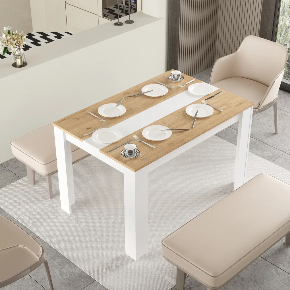Obdĺžnikový jedálenský stôl Houseland Future 02 biely/dub Castello