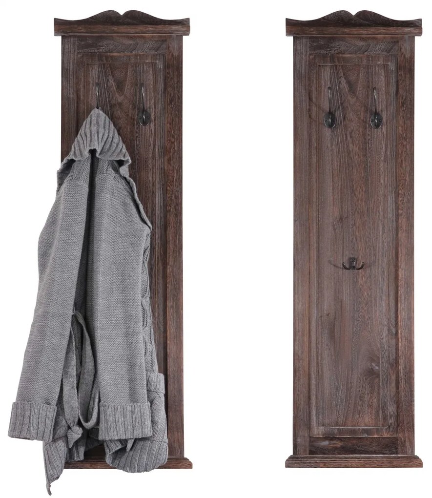2x vešiaková stena s 3 vešiakmi 30351 - 109x28x3,5 cm, antik hnedá