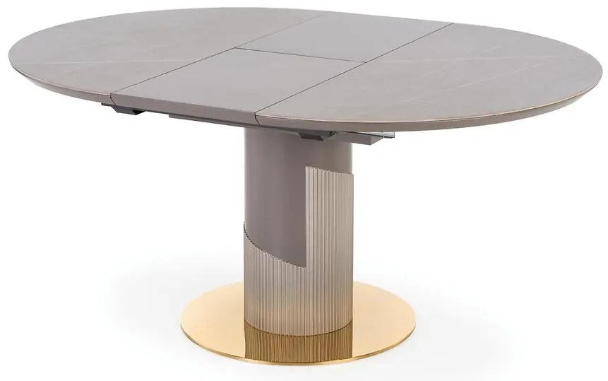 Stôl Muscat 120/160 Popolavý/Svetlý Popolavý/Zlatá