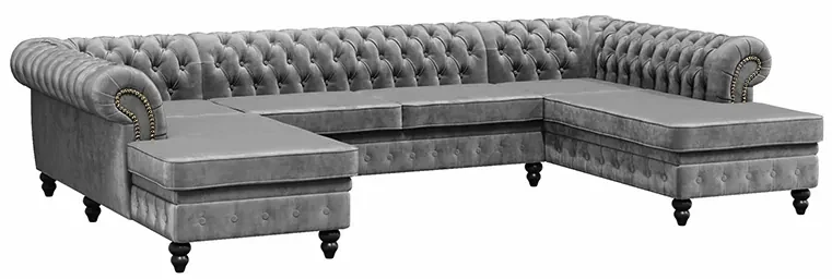 PROXIMA.store - Luxusná sedačka CHESTERFIELD LONG U FARBA NÔH: čierna, DRUH LÁTKY: TORRE - 17, FARBA OZDOBNÝCH ŠPENDLÍKOV: barok