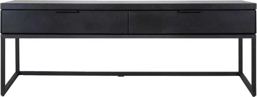 Čierny TV stolík s 2 zásuvkami Canett Cara