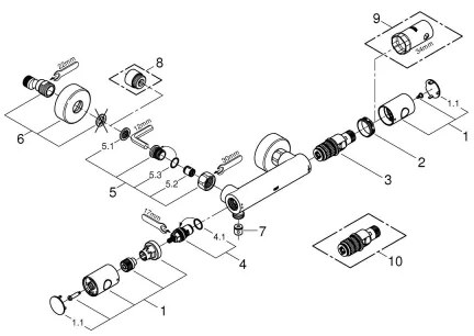 GROHE 34065AL2 -Termostatická sprchová batéria GROHTHERM 1000 COSMOPOLITAN DN 15 grafit