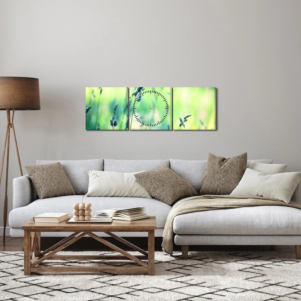 Obraz - Detail lúky (s hodinami) (90x30 cm)