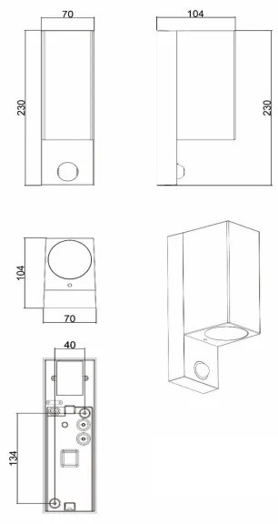 Lucide 69802/02/30 -Vonkajšie svietidlo so senzorom ZARO 2xGU10/7W/230V IP65 čierna