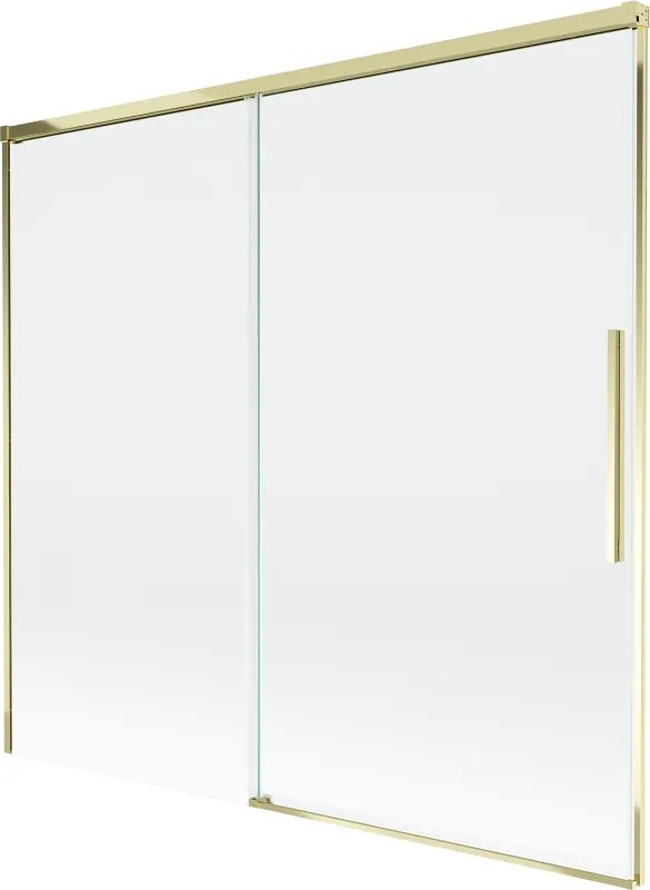 Mexen Rox, 2-krídlová posuvná vaňová zástena 170 x 150 cm, 8mm číre sklo, zlatý lesklý profil, 8C9-170-001-50-00