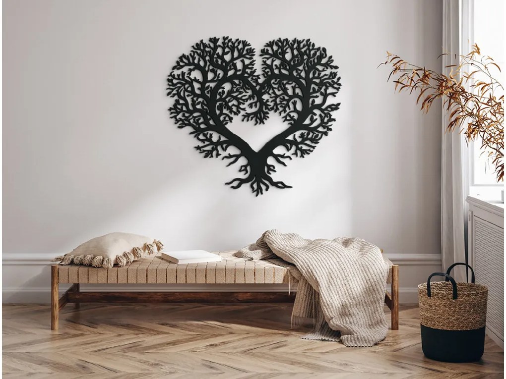 drevko Strom života Srdce Rozmer obrazu: 65 x 71 cm, Farba dekorácie: Čierna