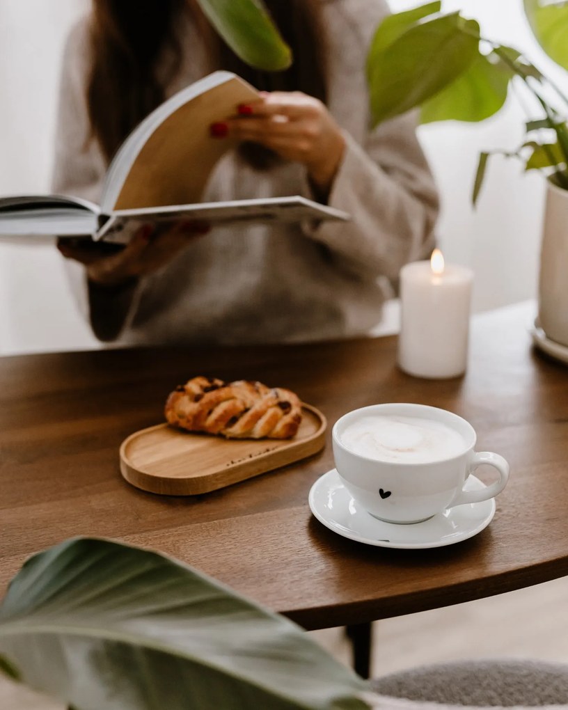 Bella Rose Dřevěný servírovací tácek Kafe a koláček – menší