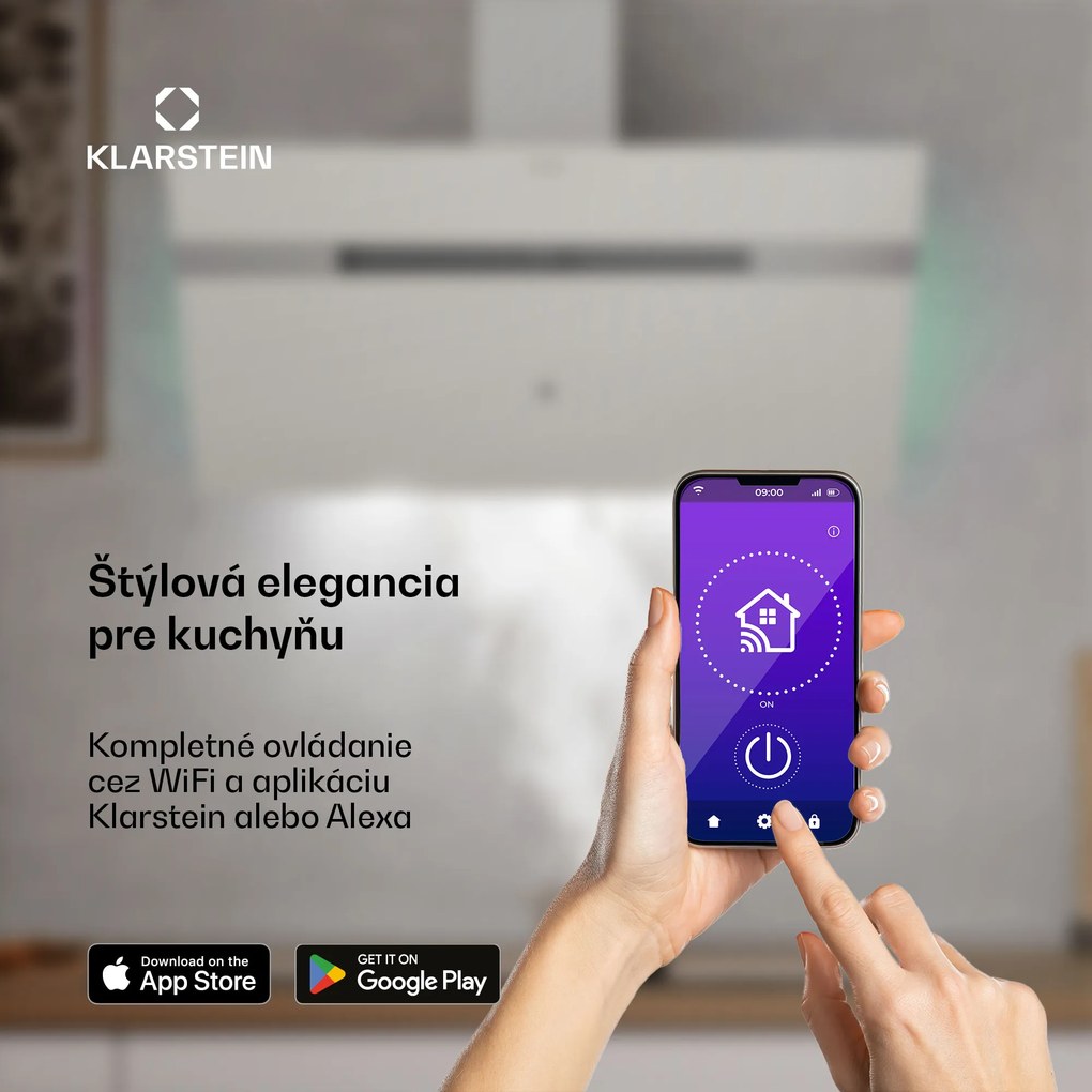 Klarstein Alina digestor | 90 cm | Smart | 615 m³/h | Tichý | Trieda A
