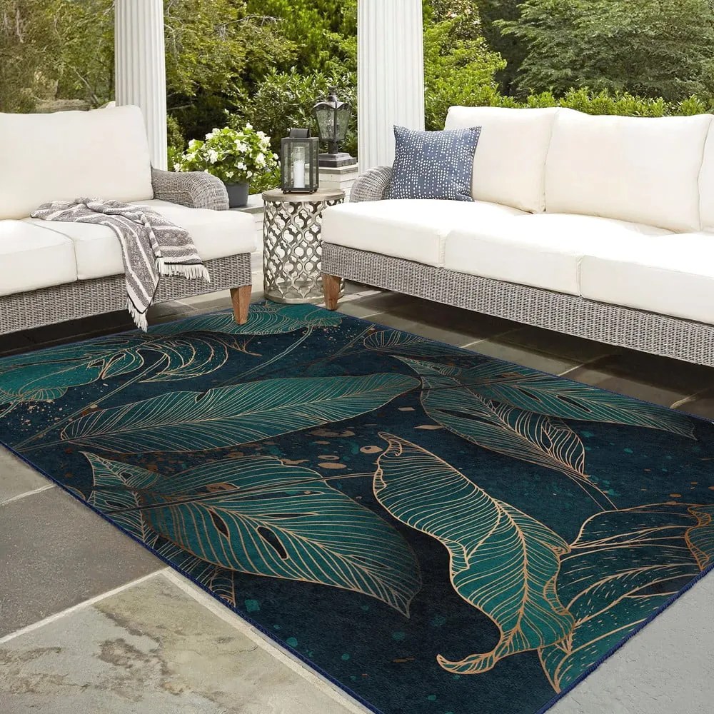Prateľný koberec v petrolejovej farbe 120x180 cm Midnight Jungle – Mila Home