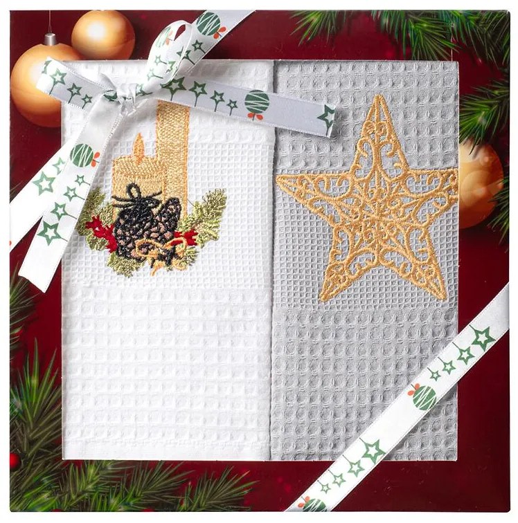 Kuchynské utierky kpl. 2 ks 50x70 cm biely/sivý