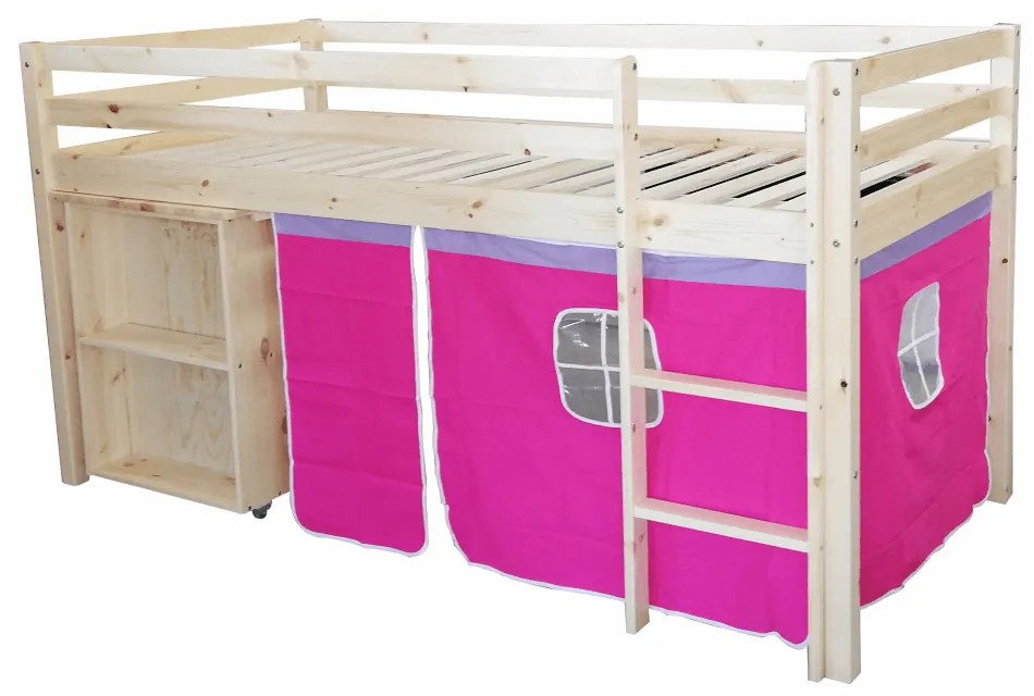 Detská posteľ s PC stolíkom 90 cm Alzaria (ružová). Vlastná spoľahlivá doprava až k Vám domov. 1015352