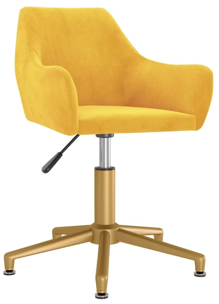 Otočná jedálenská stolička žltá zamatová