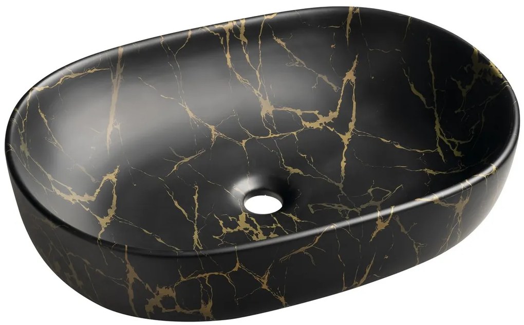 Sapho Sapho, CALEO keramické umývadlo na dosku, 60x42cm, mramor portoro, CA590PT