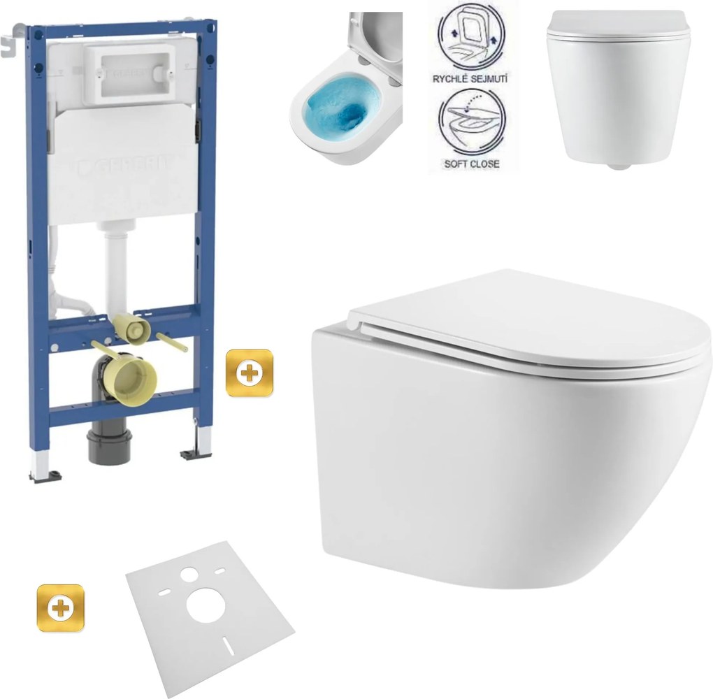 Závesný set GEBERIT Duofix Basic+ závesné WC Lily+ Rimless Tornado 48 x 36 cm + WC sedadlo, biela, GEBERIT-LILY-TO2-WH
