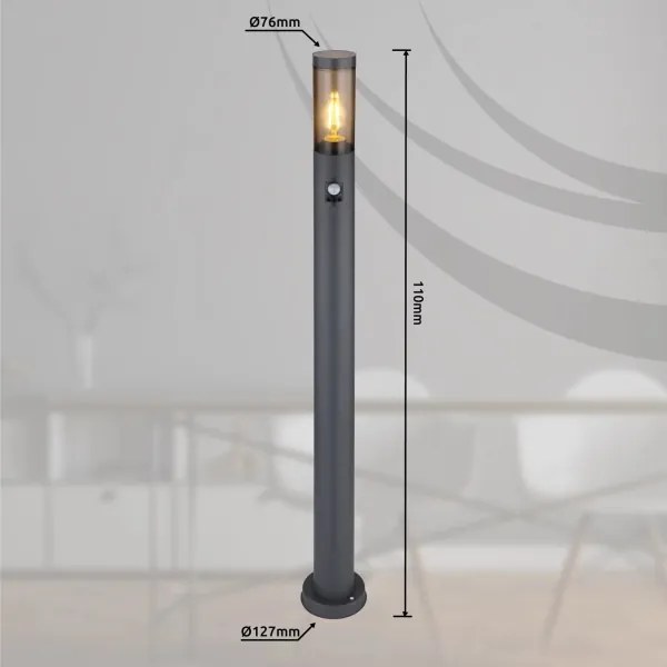 Globo 3159SAS - Von. lampa so senzorom BOSTON 1xE27/15W/230V IP44 110 cm čierna