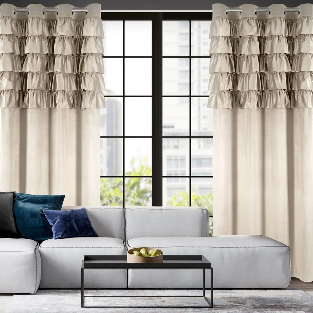 ZATEMŇOVACÍ ZÁVES NA KRÚŽKOCH AURA 140X250 CM BÉŽOVÁ