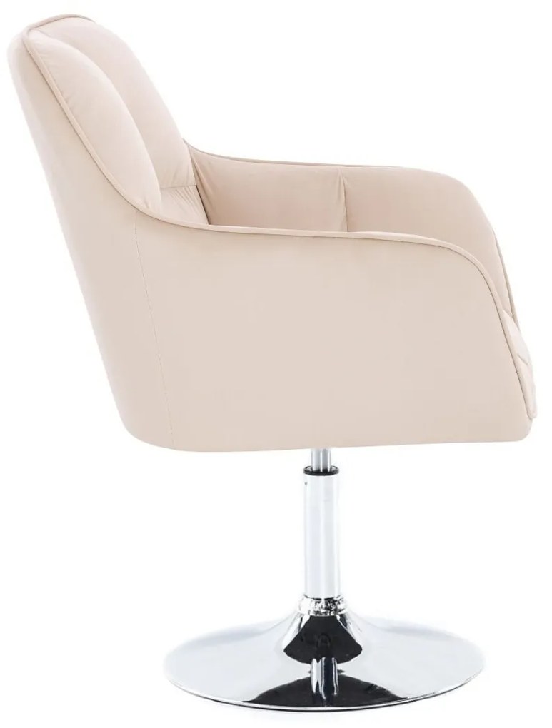 LuxuryForm DESIGN Kreslo AMALFI VELUR na striebornom tanieri - krémové