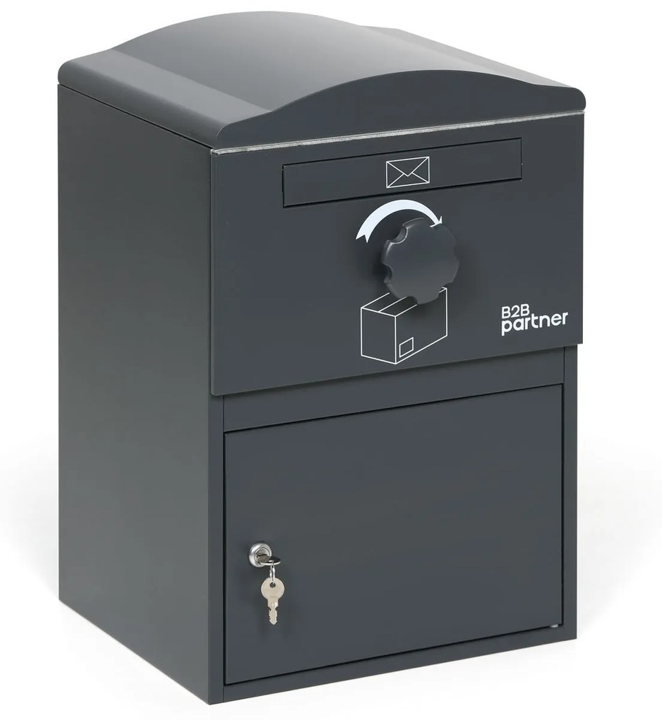 Poštová schránka na listy a balíky, sivá, 576 x 390 x 343 mm