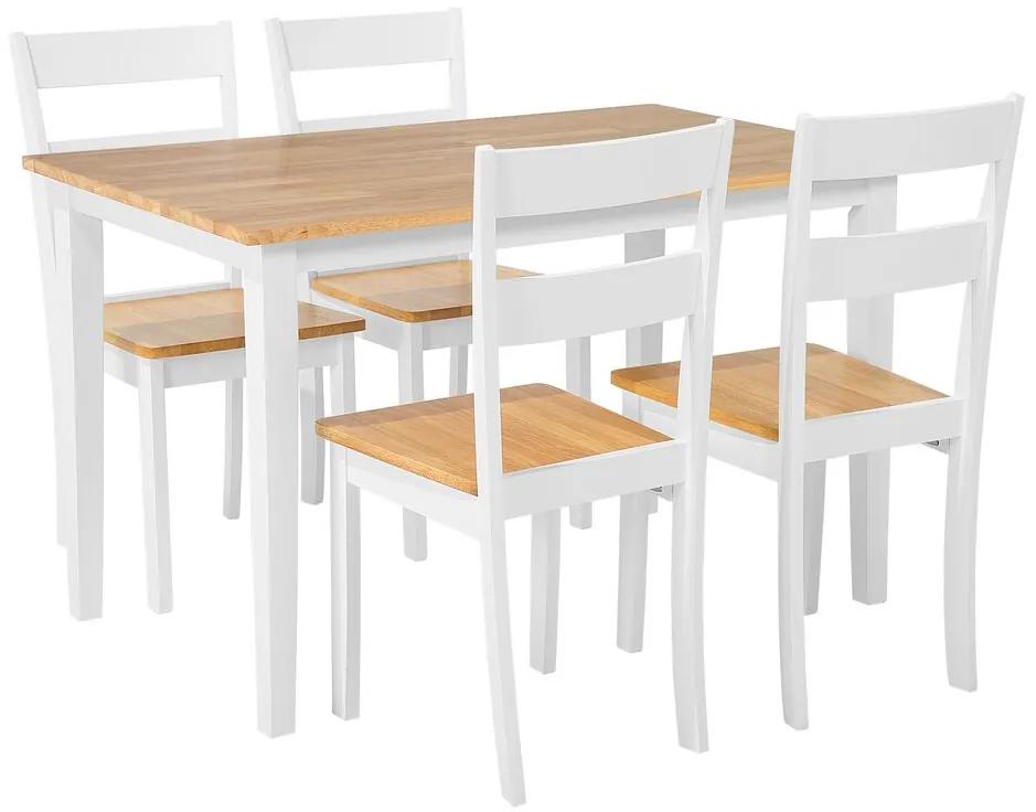 Jedálenská súprava stola a 4 stoličiek svetlé drevo/biela GEORGIA Beliani