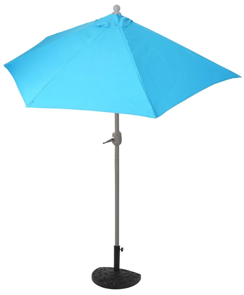Slnečník polkruh Parla - polyester/hliník - 300cm tyrkysová so stojanom