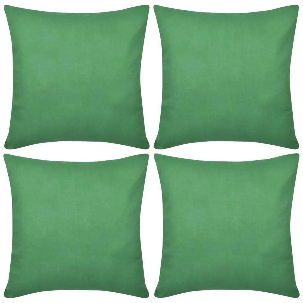 vidaXL Návliečky na vankúše, 4 ks, bavlna, zelené, 80 x 80 cm