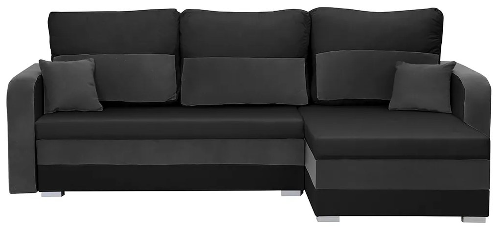 Rohová sedacia súprava s funkciou spania KOROS Čierna/sivá