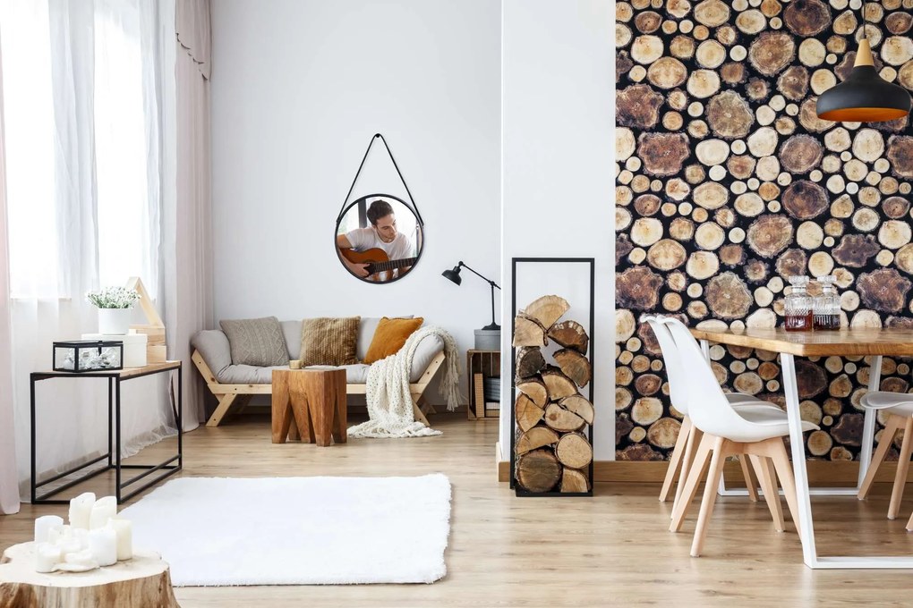 Čierne závesné okrúhle zrkadlo MIRAGE 50 cm