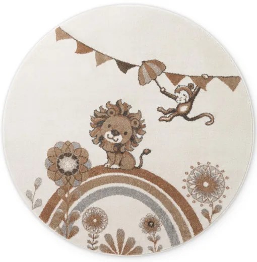 Koberec Villeroy & Boch BOHO KIDS Roar like a Lion krémový kruh