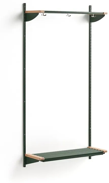 Vešiaková stena JEPPE s hornou policou, základná sekcia, 1790x900x310 mm, zelená/breza