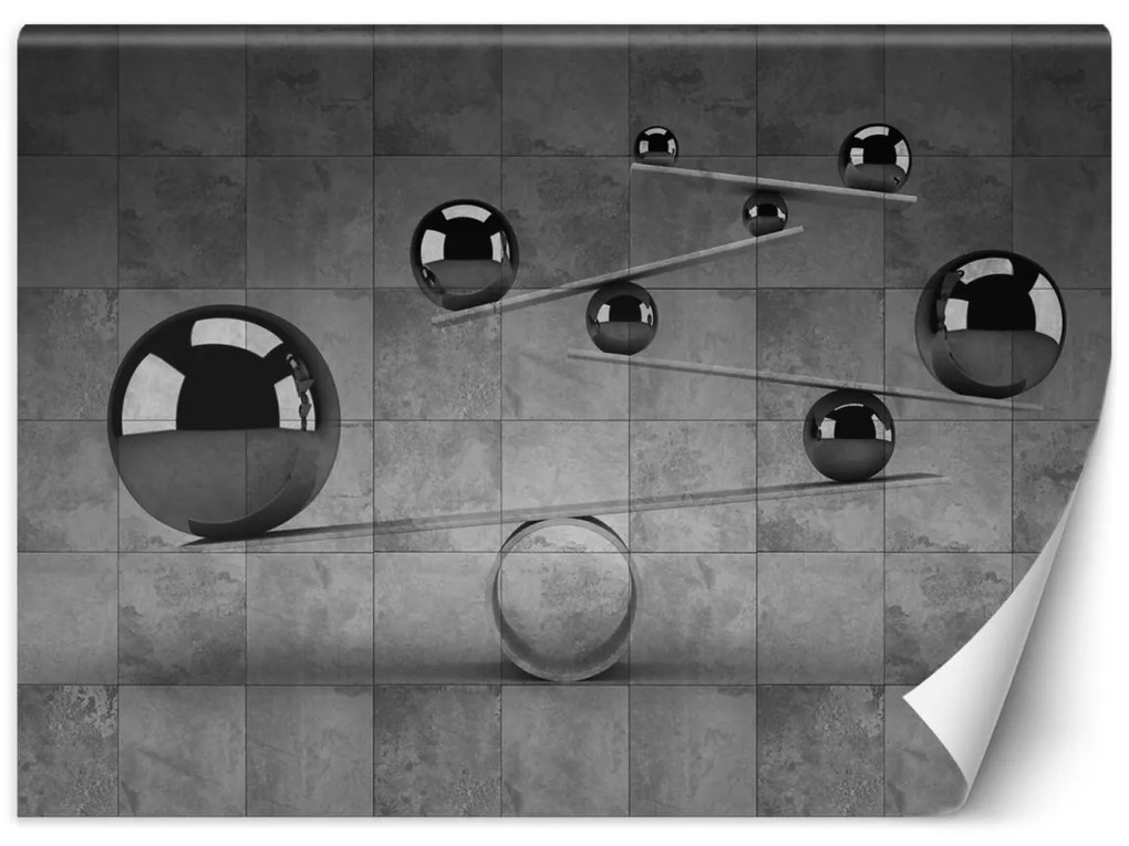 Fototapeta, Betonové koule optický stříbrný 3D efekt - 450x315 cm