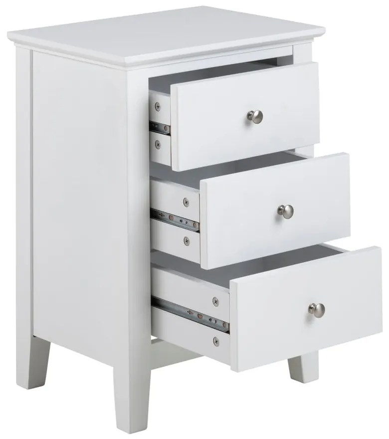 Biely nočný stolík s 3 zásuvkami Actona Linnea