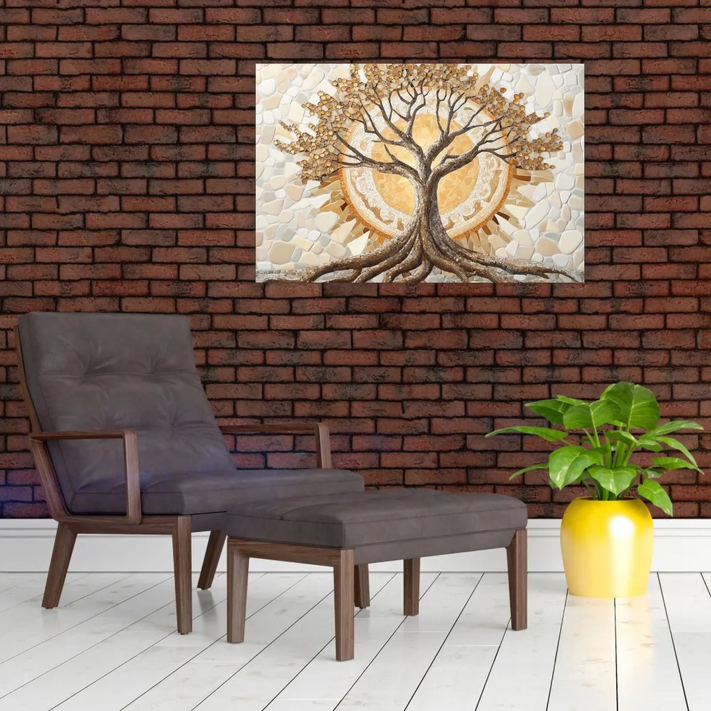 Obraz – Zlatý strom života v mozaike (90x60 cm)