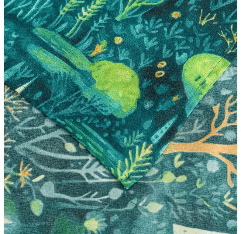 Plachta z mikrovlákna 140x240 cm a povlak na vankúš 50x70 cm NEON FOREST, farebná