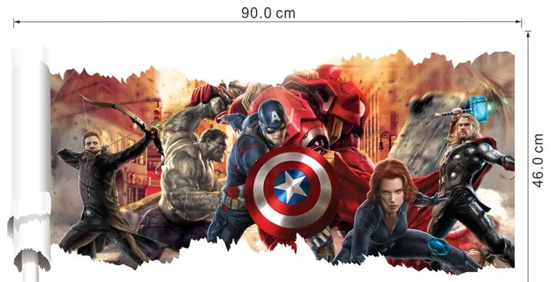 Samolepka na stenu "Avengers" 90x46 cm