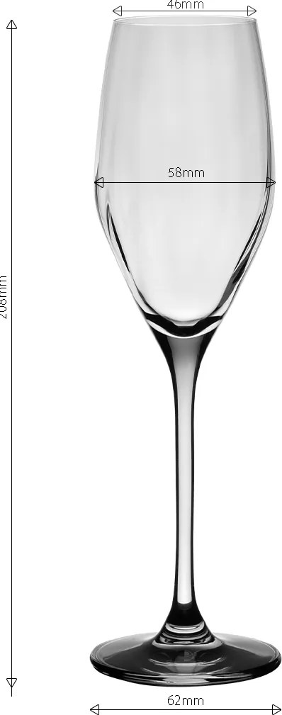 Poháre na šampanské 170 ml 6 ks — Optima Line Glas Lunasol - 322823