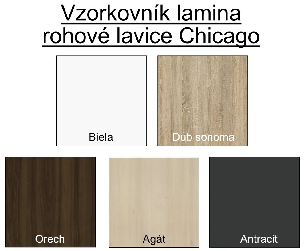 Nabytekmorava Rohová lavica Chicago 14-18 farba lamina: orech 729, čalúnenie vo farbe: SCALA béžová 11