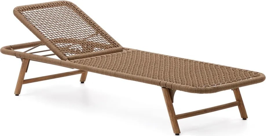 Hnedé drevené/kovové záhradné ležadlo Dandara – Kave Home