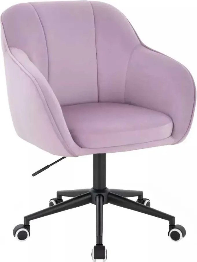 LuxuryForm DESIGN Stolička AVOLA VELUR na čiernej podstave s kolieskami - levanduľa