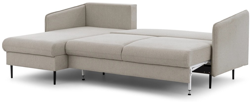 Rozkladacia rohová sedačka Taila Mini ľavá - béžová pletenina Loft 02 / čierne nožičky