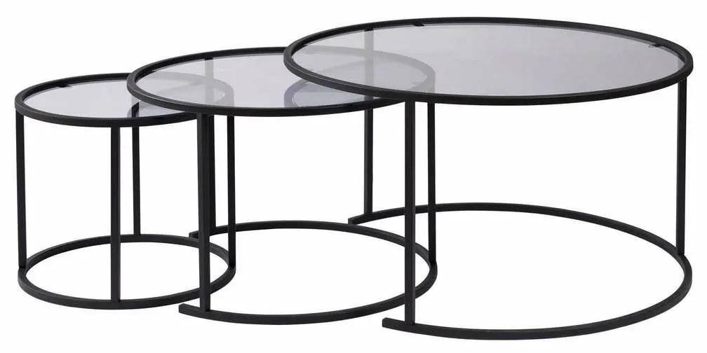 Súprava konferenčných stolíkov Aurum Black and Grey 80 cm, 3 ks