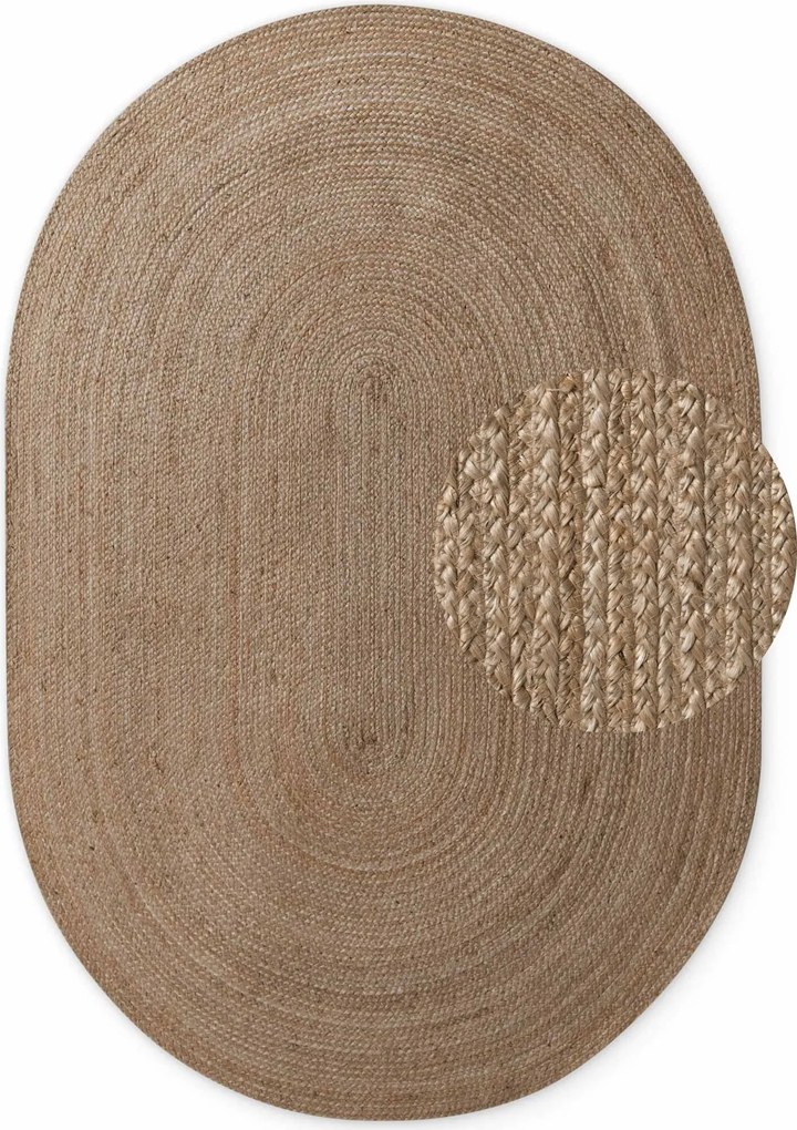Hanse Home, Kusový koberec Jute Braided 106006 Grey Brown ovál, 160x230 ovál, hnedá, chodba / predsieň