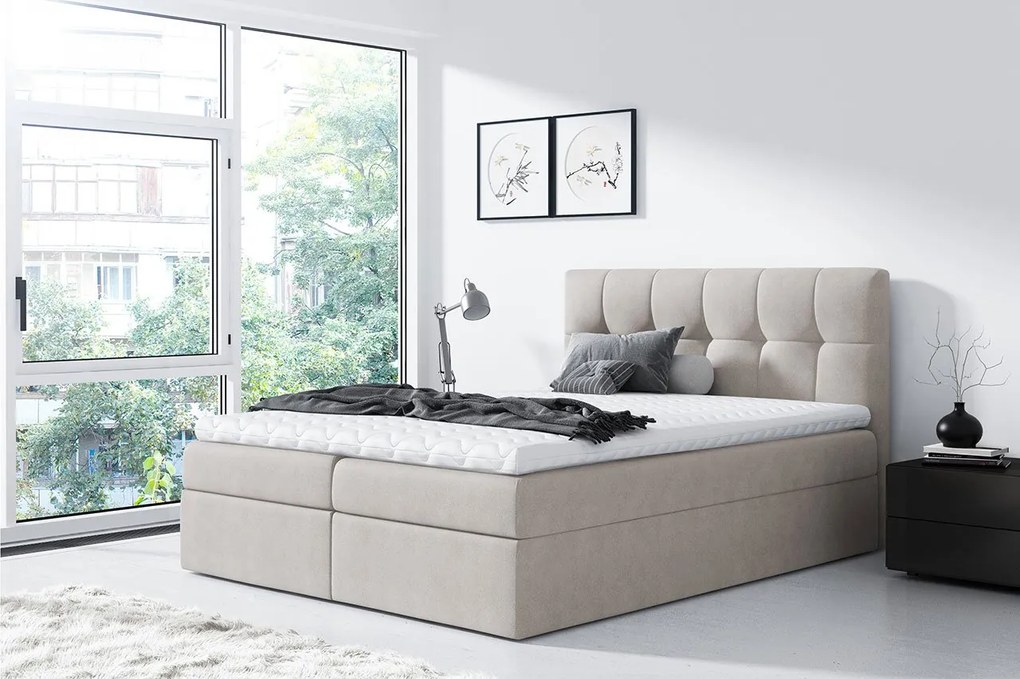 Kontinentálna posteľ Apolon, Rozmer postele: 140x200, Dostupné poťahy: ekokoža Soft 011 (čierna)