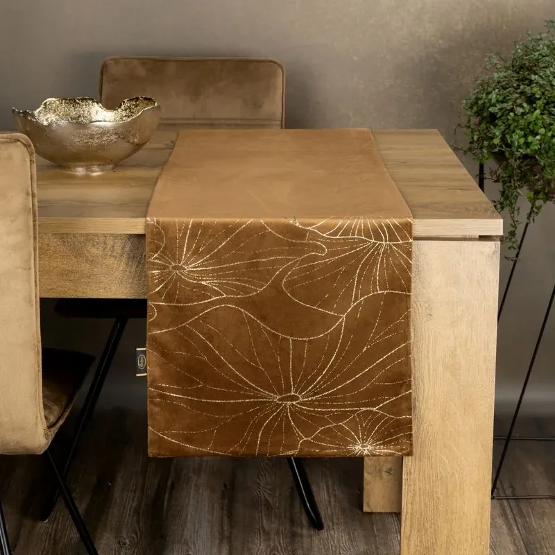 Dekorstudio Elegantný zamatový behúň na stôl BLINK 18 hnedý Rozmer behúňa (šírka x dĺžka): 35x220cm