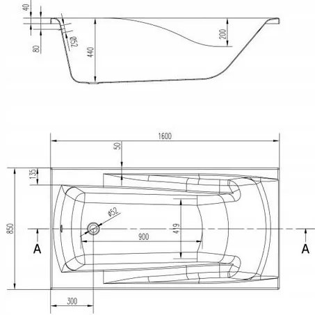 Cersanit Zen, akrylátová vaňa 160x85cm + nožičky, biela, S301-127