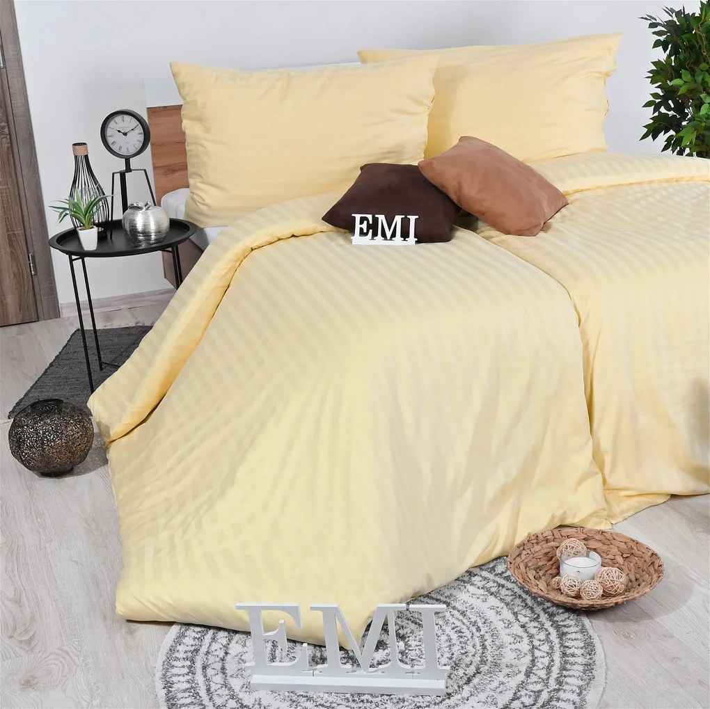 Obliečky damaškové zlaté EMI: Predĺžený set jednolôžko obsahuje 1x 140x220 + 1x 70x90