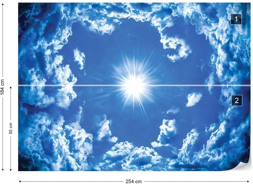 GLIX Fototapeta - Blue Sky White Clouds Vliesová tapeta  - 254x184 cm
